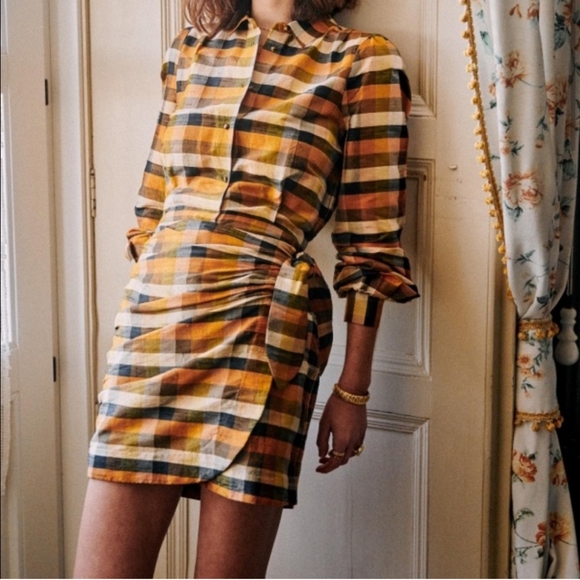 Nwt Delphine metallic suiting silver pinstriped sheer tip sleeve skirt set 4 - Picture 6 of 9